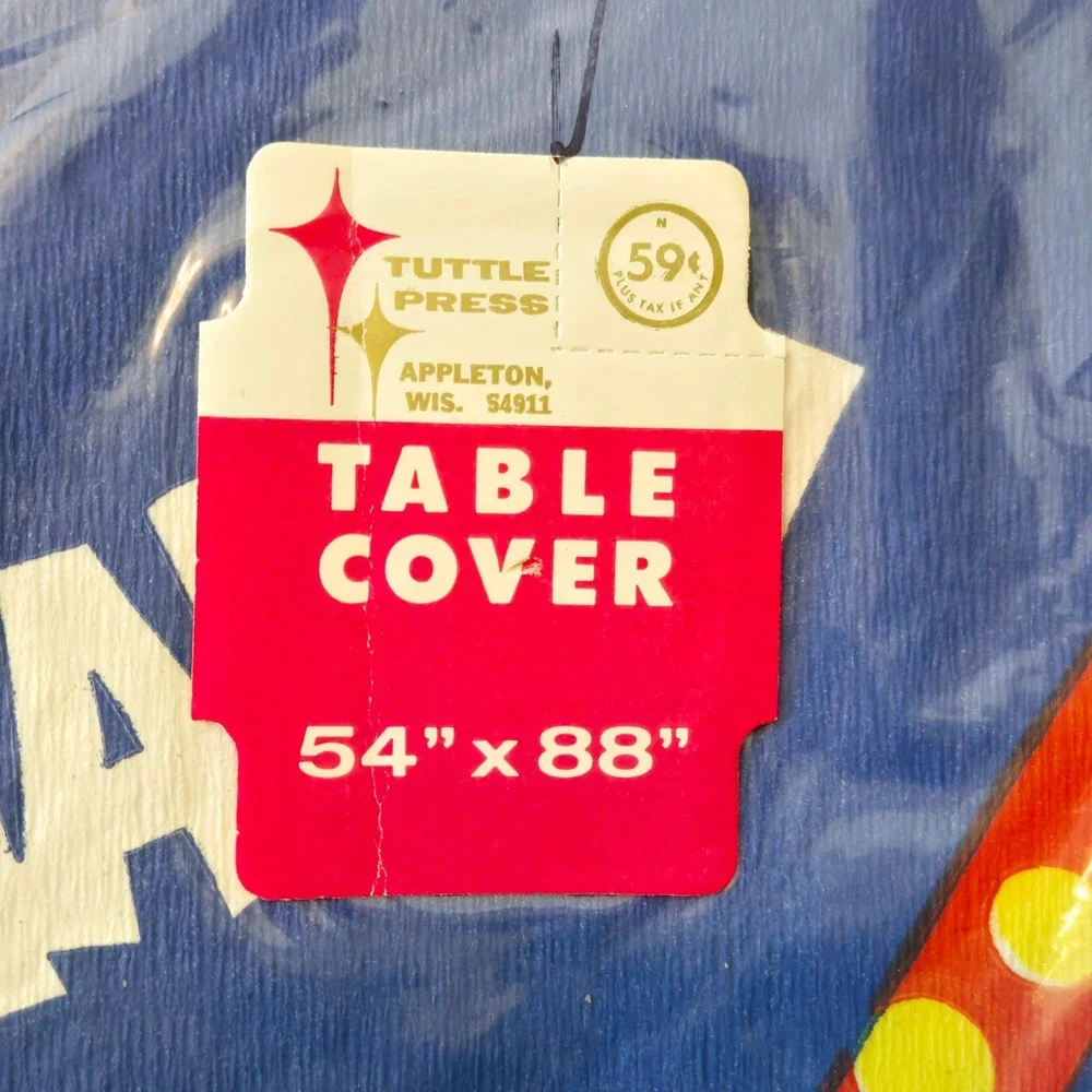 Vintage Happy Birthday Zoo‎ Animal Paper Tablecloth 54x88 Tuttle Press